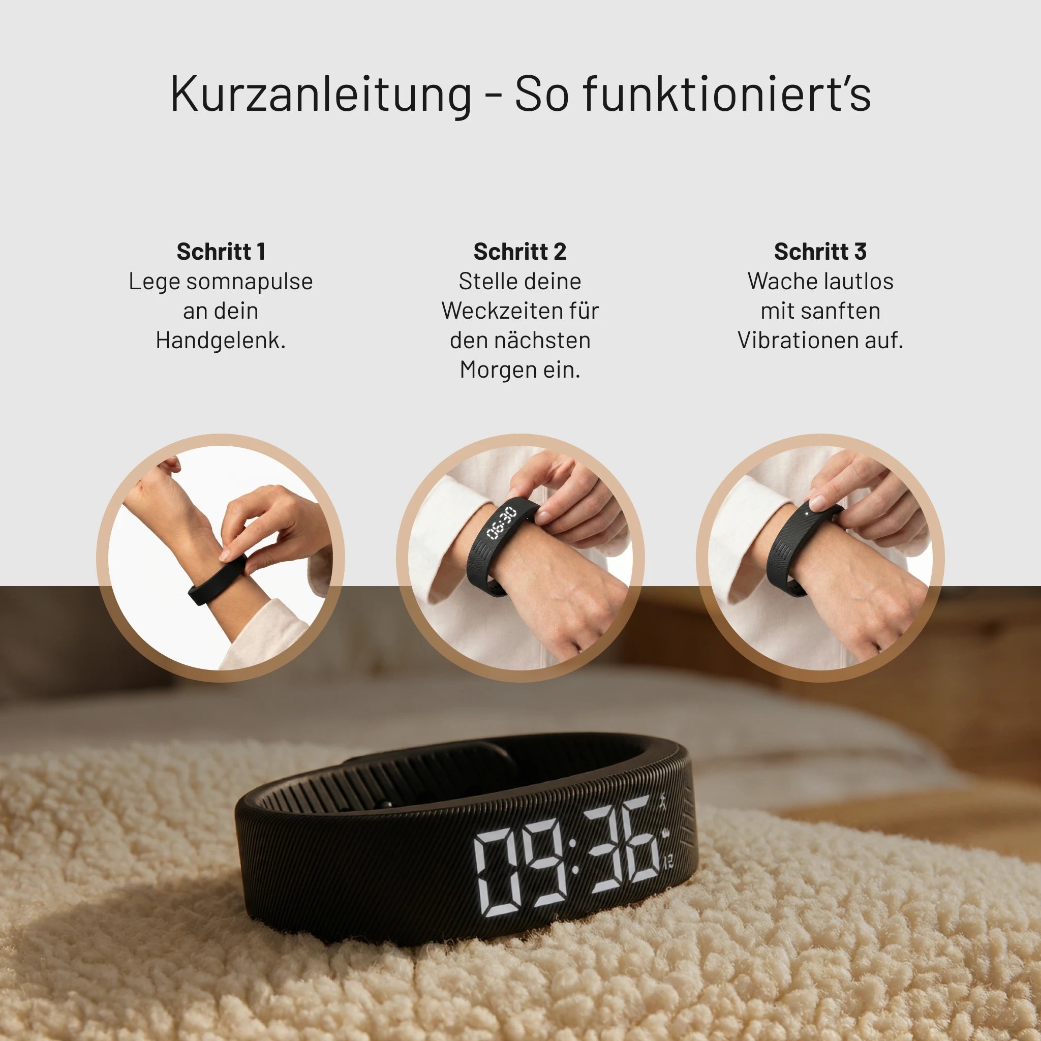 somnapulse Vibrationsarmband – Lautlos in den Tag starten